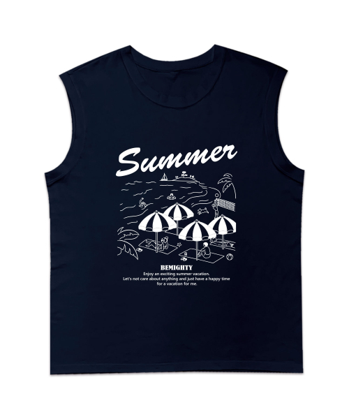 BEMIGHTY（ビーマイティー）の「ビーチパラソルオーバーサイズスリーブレスTシャツ（Tシャツ/カットソー・メンズ・ネイビー/ブラック/ホワイト・LARGE/X-LARGE/XX-LARGE）」の5枚目の写真