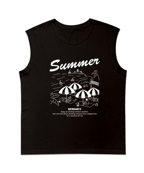 BEMIGHTY（ビーマイティー）の「ビーチパラソルオーバーサイズスリーブレスTシャツ（Tシャツ/カットソー・メンズ・ネイビー/ブラック/ホワイト・LARGE/X-LARGE/XX-LARGE）」の6枚目の写真