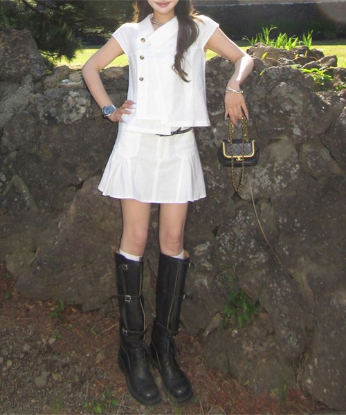 Girly Doll(ガーリードール)の「【セットアップ】アシメブラウス&フレアミニスカート(セットアップ・レディース・ホワイト・L/M)」の7枚目の写真