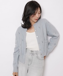 小花刺繍ふわふわニット