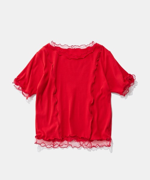 niko and...(ニコアンド)の「【WILLIAM B.ELIOTT】フライスチュールプルオーバー(Tシャツ/カットソー・レディース・レッド/オフホワイト・MEDIUM/LARGE)」の3枚目の写真