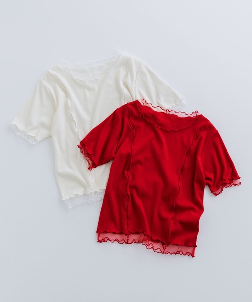 niko and...(ニコアンド)の「【WILLIAM B.ELIOTT】フライスチュールプルオーバー(Tシャツ/カットソー・レディース・レッド/オフホワイト・MEDIUM/LARGE)」の6枚目の写真