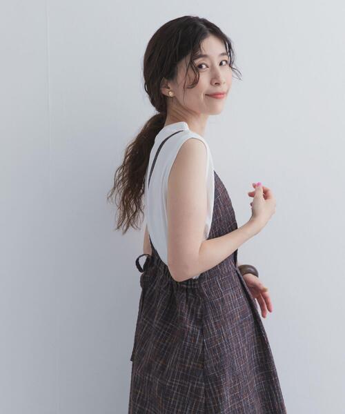 URBAN RESEARCH DOORS(アーバンリサーチドアーズ)の「チェックキャミワンピース(ワンピース・レディース・ネイビー/ブラウン・FREE)」の8枚目の写真