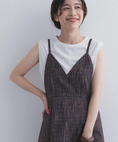 URBAN RESEARCH DOORS(アーバンリサーチドアーズ)の「チェックキャミワンピース(ワンピース・レディース・ネイビー/ブラウン・FREE)」の9枚目の写真