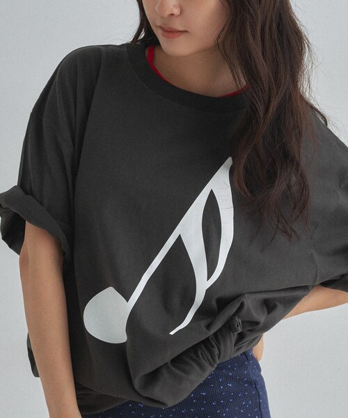 ALL NEW MART(オールニューマート)の「音符グラフィックTシャツ(Tシャツ/カットソー・レディース・ダークブラウン/ホワイト/ブラック・00)」の13枚目の写真