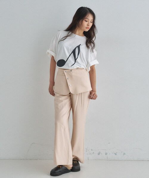 ALL NEW MART(オールニューマート)の「音符グラフィックTシャツ(Tシャツ/カットソー・レディース・ダークブラウン/ホワイト/ブラック・00)」の17枚目の写真