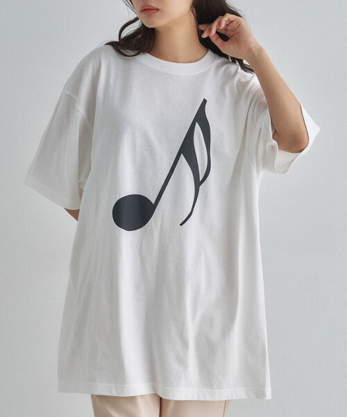 ALL NEW MART(オールニューマート)の「音符グラフィックTシャツ(Tシャツ/カットソー・レディース・ダークブラウン/ホワイト/ブラック・00)」の12枚目の写真
