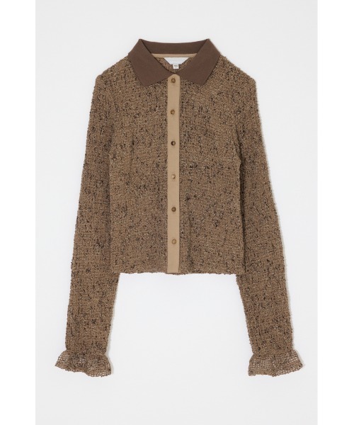 MOUSSY(マウジー)の「【26年AW新作】KNITTING COLLAR SHEER シャツ(シャツ/ブラウス・レディース・ブラウン/ネイビー/アイボリー・FREE)」の4枚目の写真
