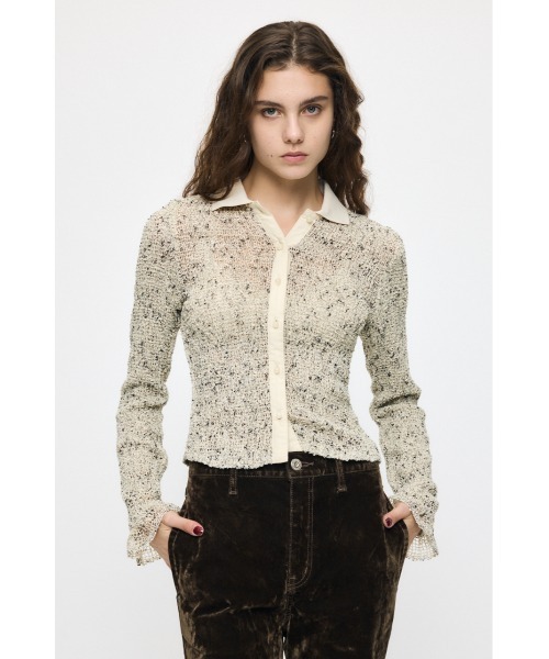 MOUSSY(マウジー)の「【26年AW新作】KNITTING COLLAR SHEER シャツ(シャツ/ブラウス・レディース・ブラウン/ネイビー/アイボリー・FREE)」の5枚目の写真