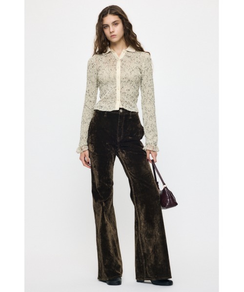 MOUSSY(マウジー)の「【26年AW新作】KNITTING COLLAR SHEER シャツ(シャツ/ブラウス・レディース・ブラウン/ネイビー/アイボリー・FREE)」の6枚目の写真