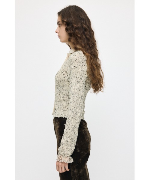MOUSSY(マウジー)の「【26年AW新作】KNITTING COLLAR SHEER シャツ(シャツ/ブラウス・レディース・ブラウン/ネイビー/アイボリー・FREE)」の9枚目の写真