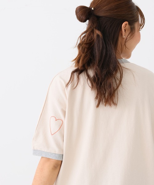 HEART MARKET(ハートマーケット)の「ハート袖刺繍BIG T(Tシャツ/カットソー・レディース・ブラック系/ミント/ネイビー/ナチュラル・FREE)」の3枚目の写真