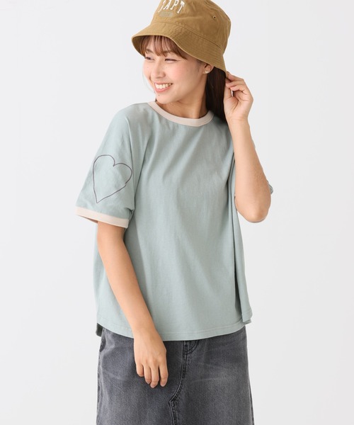 HEART MARKET(ハートマーケット)の「ハート袖刺繍BIG T(Tシャツ/カットソー・レディース・ブラック系/ミント/ネイビー/ナチュラル・FREE)」の8枚目の写真