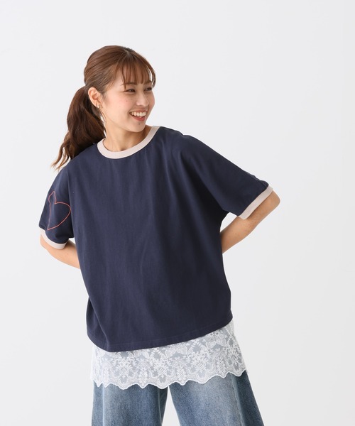 HEART MARKET(ハートマーケット)の「ハート袖刺繍BIG T(Tシャツ/カットソー・レディース・ブラック系/ミント/ネイビー/ナチュラル・FREE)」の13枚目の写真