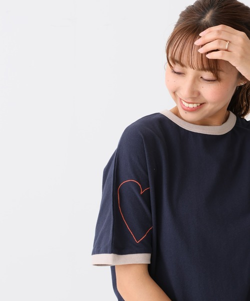 HEART MARKET(ハートマーケット)の「ハート袖刺繍BIG T(Tシャツ/カットソー・レディース・ブラック系/ミント/ネイビー/ナチュラル・FREE)」の14枚目の写真