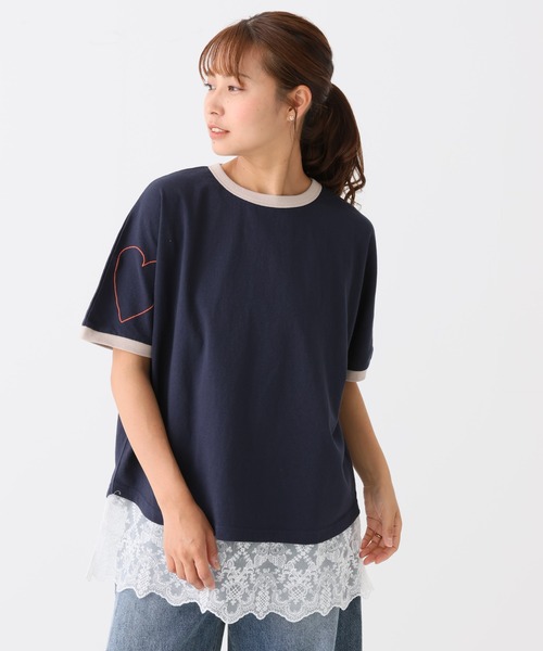 HEART MARKET(ハートマーケット)の「ハート袖刺繍BIG T(Tシャツ/カットソー・レディース・ブラック系/ミント/ネイビー/ナチュラル・FREE)」の15枚目の写真