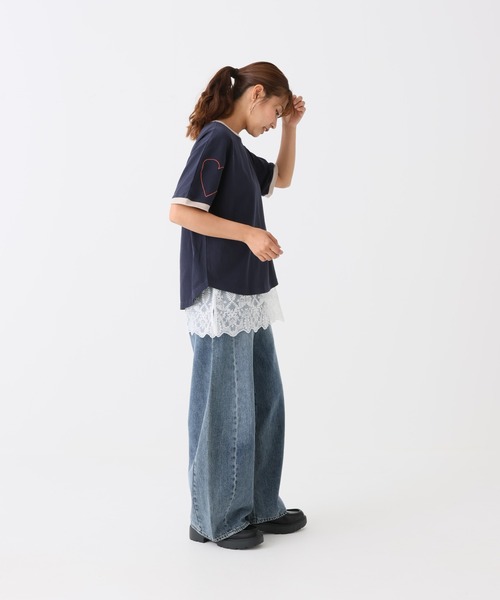 HEART MARKET(ハートマーケット)の「ハート袖刺繍BIG T(Tシャツ/カットソー・レディース・ブラック系/ミント/ネイビー/ナチュラル・FREE)」の16枚目の写真