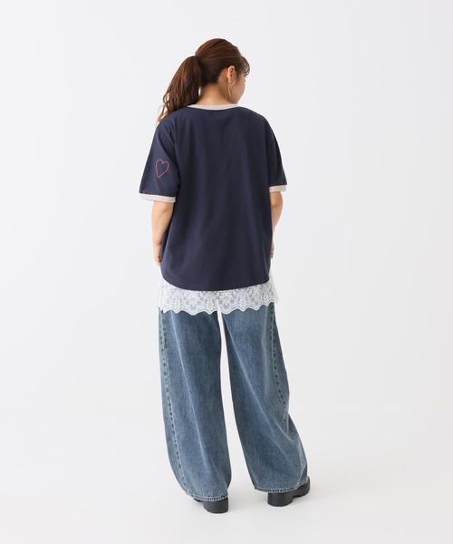HEART MARKET(ハートマーケット)の「ハート袖刺繍BIG T(Tシャツ/カットソー・レディース・ブラック系/ミント/ネイビー/ナチュラル・FREE)」の18枚目の写真