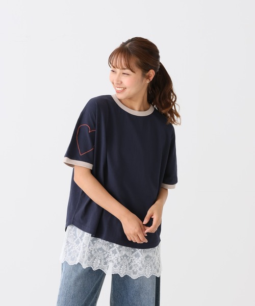 HEART MARKET(ハートマーケット)の「ハート袖刺繍BIG T(Tシャツ/カットソー・レディース・ブラック系/ミント/ネイビー/ナチュラル・FREE)」の19枚目の写真