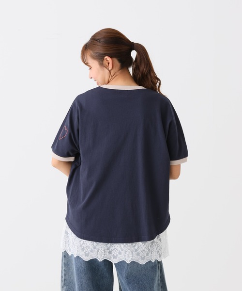 HEART MARKET(ハートマーケット)の「ハート袖刺繍BIG T(Tシャツ/カットソー・レディース・ブラック系/ミント/ネイビー/ナチュラル・FREE)」の21枚目の写真