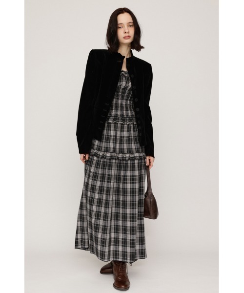 SLY(スライ)の「SHIRRING FRILL L/OP シャーリングフリルロングワンピース 秋服 キャミワンピース(ワンピース・レディース・ブラック系その他2/ネイビー系/ブラウン・1/2)」の1枚目の写真