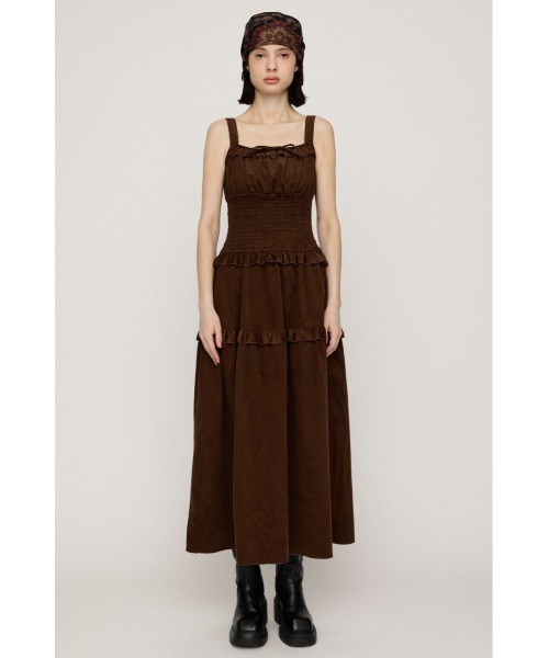 SLY(スライ)の「SHIRRING FRILL L/OP シャーリングフリルロングワンピース 秋服 キャミワンピース(ワンピース・レディース・ブラック系その他2/ネイビー系/ブラウン・1/2)」の9枚目の写真