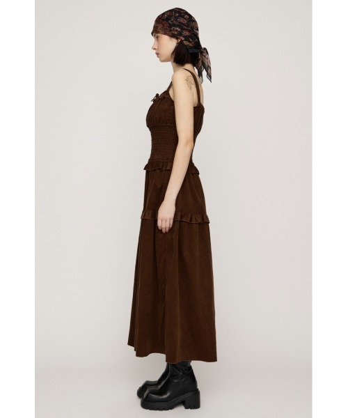 SLY(スライ)の「SHIRRING FRILL L/OP シャーリングフリルロングワンピース 秋服 キャミワンピース(ワンピース・レディース・ブラック系その他2/ネイビー系/ブラウン・1/2)」の10枚目の写真