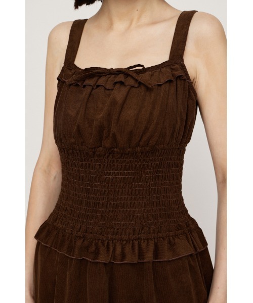 SLY(スライ)の「SHIRRING FRILL L/OP シャーリングフリルロングワンピース 秋服 キャミワンピース(ワンピース・レディース・ブラック系その他2/ネイビー系/ブラウン・1/2)」の12枚目の写真