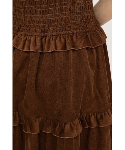 SLY(スライ)の「SHIRRING FRILL L/OP シャーリングフリルロングワンピース 秋服 キャミワンピース(ワンピース・レディース・ブラック系その他2/ネイビー系/ブラウン・1/2)」の13枚目の写真