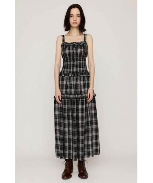 SLY(スライ)の「SHIRRING FRILL L/OP シャーリングフリルロングワンピース 秋服 キャミワンピース(ワンピース・レディース・ブラック系その他2/ネイビー系/ブラウン・1/2)」の6枚目の写真