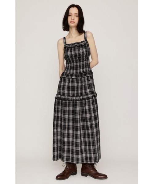 SLY(スライ)の「SHIRRING FRILL L/OP シャーリングフリルロングワンピース 秋服 キャミワンピース(ワンピース・レディース・ブラック系その他2/ネイビー系/ブラウン・1/2)」の7枚目の写真