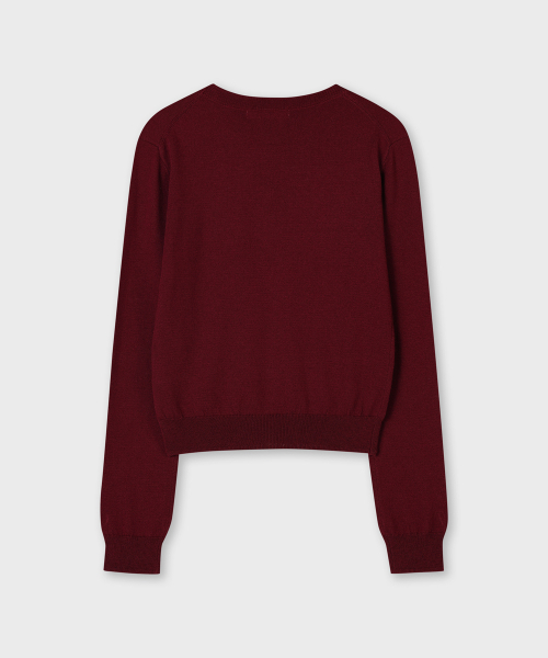 PLAC WOMEN(プレイス・ウィメン)の「フリルヘンリーネックスリムクロップニットバーガンディ(ニット/セーター・レディース・バーガンディー・SMALL/MEDIUM)」の5枚目の写真