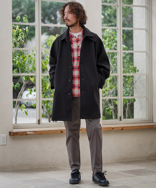 CAMBIO(カンビオ)の「mj11904- ドロップショルダーステンカラーコート(ステンカラーコート・メンズ・チャコール/ブラック/グレイッシュベージュ・L/M)」の6枚目の写真