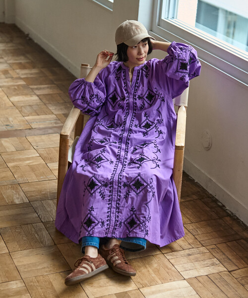 Freada(フリーダ)の「Freada/フリーダ インド ワントーン刺繍 ワンピース(ワンピース・レディース・ブラック/パープル・ONE SIZE)」の20枚目の写真