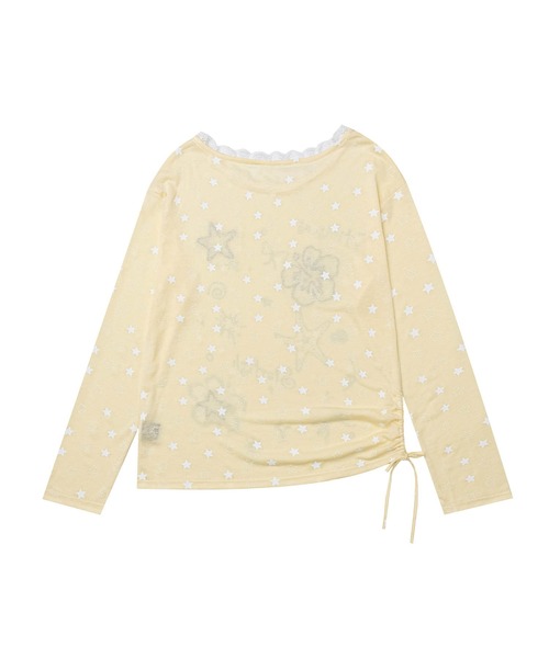 HOOK(フック)の「HOOK for girls 裾アシメシャーリング グラフィック ニットロンT(Tシャツ/カットソー・レディース・グレー/イエロー・FREE)」の17枚目の写真
