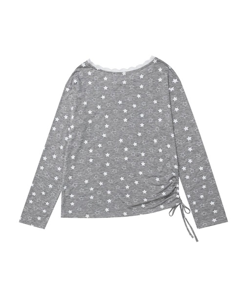 HOOK(フック)の「HOOK for girls 裾アシメシャーリング グラフィック ニットロンT(Tシャツ/カットソー・レディース・グレー/イエロー・FREE)」の18枚目の写真