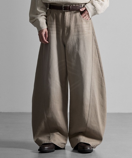 RUUBON(ルーボン)の「【 RUUBON】cotton twill barrel pants / コットンツイルバレルパンツ(デニムパンツ・メンズ・ブラウン/ベージュ・L/S/M)」の2枚目の写真