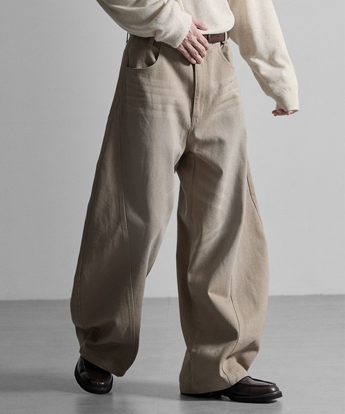 RUUBON(ルーボン)の「【 RUUBON】cotton twill barrel pants / コットンツイルバレルパンツ(デニムパンツ・メンズ・ブラウン/ベージュ・L/S/M)」の9枚目の写真