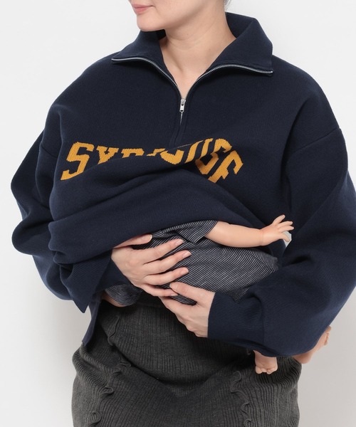 LEPSIM（レプシィム）の「【産前・産後対応】マタニティ／ハーフZIPロゴニットチュニック　839127（マタニティウェア/グッズ・レディース・ネイビー/グレー/ナチュラル/ブラウン・FREE）」の13枚目の写真