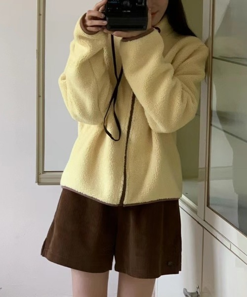 FLINEA(フリネア)の「スタンドカラー配色フリースジャケット(ブルゾン・レディース・ライトブラウン/イエロー/ネイビー・FREE)」の16枚目の写真