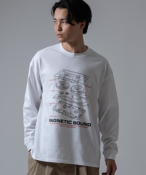 SIDEWAY STANCE(サイドウェイスタンス)の「【SIDEWAY STANCE】カセットテープ 長袖Tシャツ(Tシャツ/カットソー・メンズ・ダークブルー/ブラック/ホワイト・SMALL/X-LARGE/LARGE/MEDIUM)」の2枚目の写真
