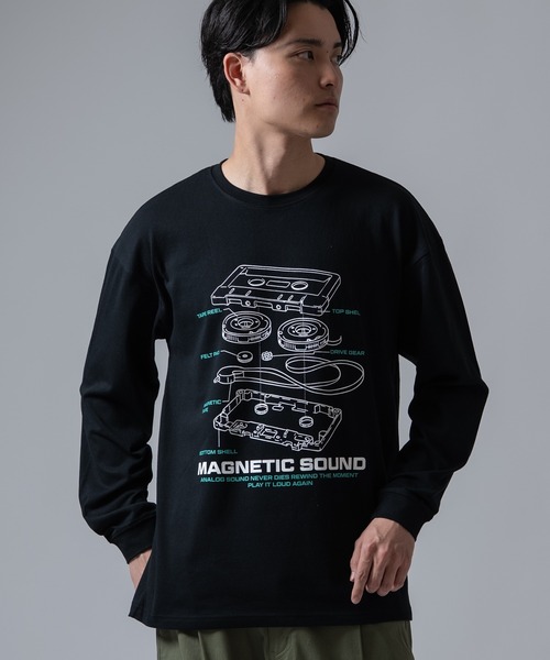 SIDEWAY STANCE(サイドウェイスタンス)の「【SIDEWAY STANCE】カセットテープ 長袖Tシャツ(Tシャツ/カットソー・メンズ・ダークブルー/ブラック/ホワイト・SMALL/X-LARGE/LARGE/MEDIUM)」の1枚目の写真