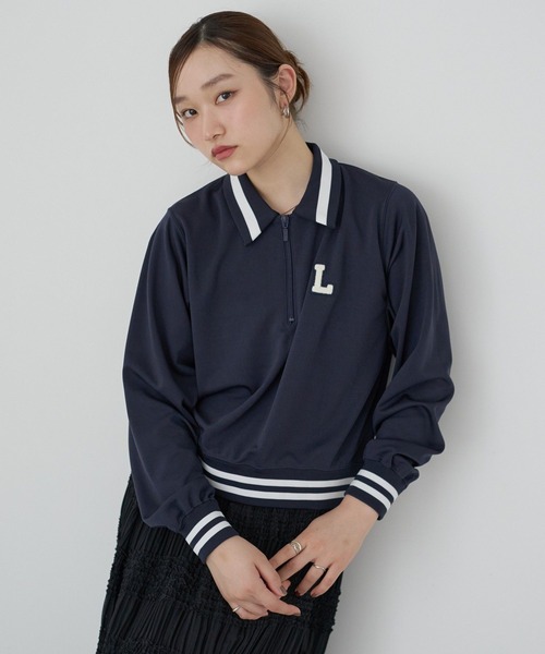 earth music&ecology（アースミュージックアンドエコロジー）の「LOGANハーフZIPプルオーバー（Tシャツ/カットソー・レディース・ブラウン/ダークネイビー・FREE）」の2枚目の写真