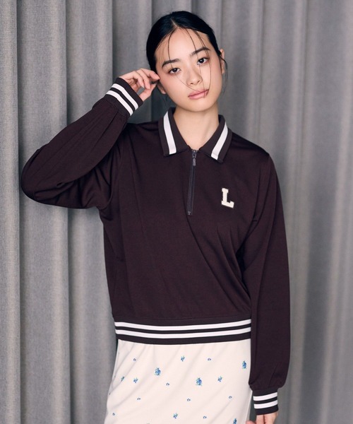 earth music&ecology（アースミュージックアンドエコロジー）の「LOGANハーフZIPプルオーバー（Tシャツ/カットソー・レディース・ブラウン/ダークネイビー・FREE）」の5枚目の写真