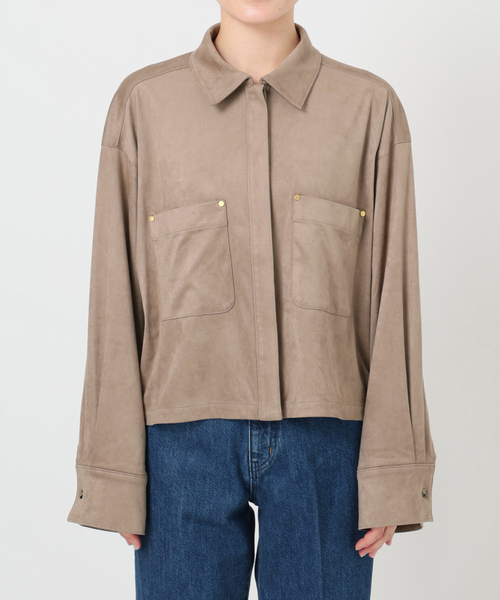 B.C STOCK(ベーセーストック)の「手洗い可 / フェイクスエードクロップ丈シャツ(シャツ/ブラウス・レディース・キャメル/チャコールグレー/ベージュ系その他・FREE)」の19枚目の写真