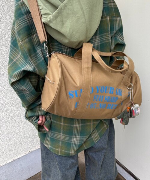 CIAOPANIC TYPY(チャオパニックティピー)の「キャンバスロゴドラムショルダーBAG(ボストンバッグ・レディース・チャコールグレー/パープル/ブラウン・ONE SIZE)」の10枚目の写真