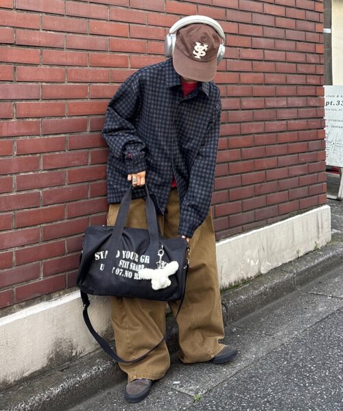 CIAOPANIC TYPY(チャオパニックティピー)の「キャンバスロゴドラムショルダーBAG(ボストンバッグ・レディース・チャコールグレー/パープル/ブラウン・ONE SIZE)」の14枚目の写真