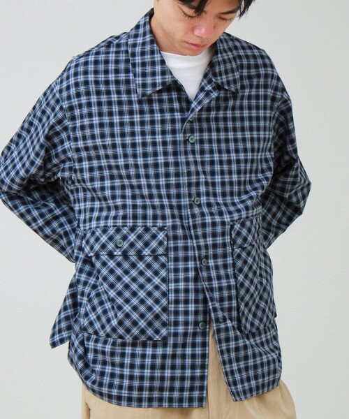 GLOSTER(グロスター)の「【CONVENI shirts BZ】ダブルポケットシャツ(シャツ/ブラウス・メンズ・ネイビー/ブルー系その他/ブラウン系その他・L/S/M)」の3枚目の写真