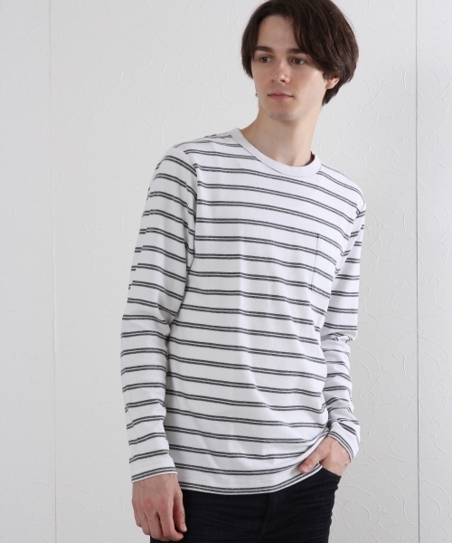 GLOBAL WORK(グローバルワーク)の「サカリバクルーネック長袖T/725240 (Tシャツ/カットソー・メンズ・グレー/ネイビー/ブルー系その他/ホワイト/ホワイト系その他/カーキ・MEDIUM/LARGE/X-LARGE/SMALL)」の3枚目の写真