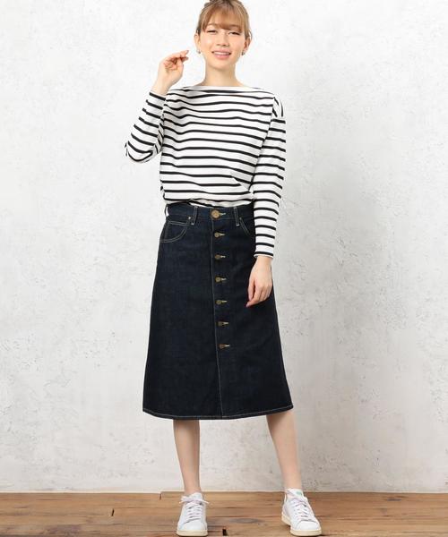 Lee（リー）の「[別注]CB LEE（リー）×GLR F/BUTTON デニム スカート◆（デニムスカート・レディース・ライトブルー/ネイビー・MEDIUM/SMALL）」の16枚目の写真